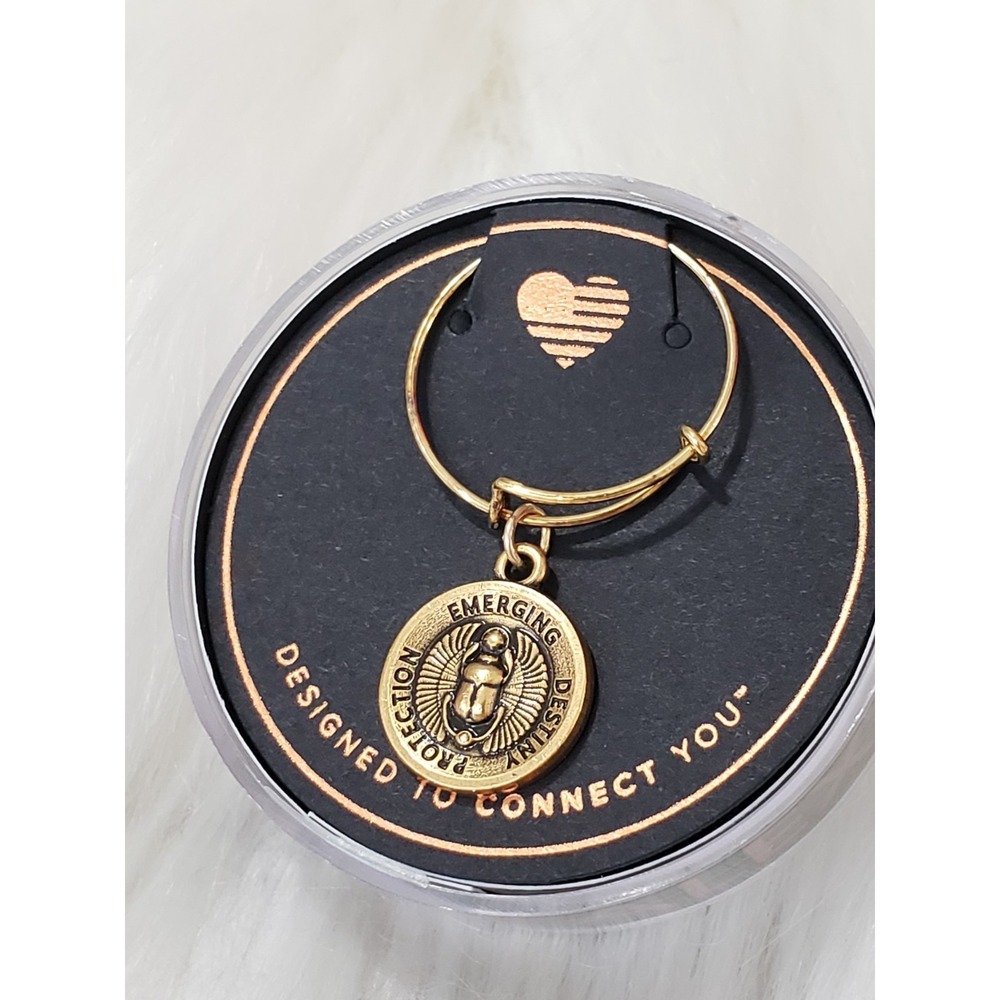 NEW Alex & Ani Ring Egyptian Scarab Beetle Charm Sterling/Rafaelian Silver .925